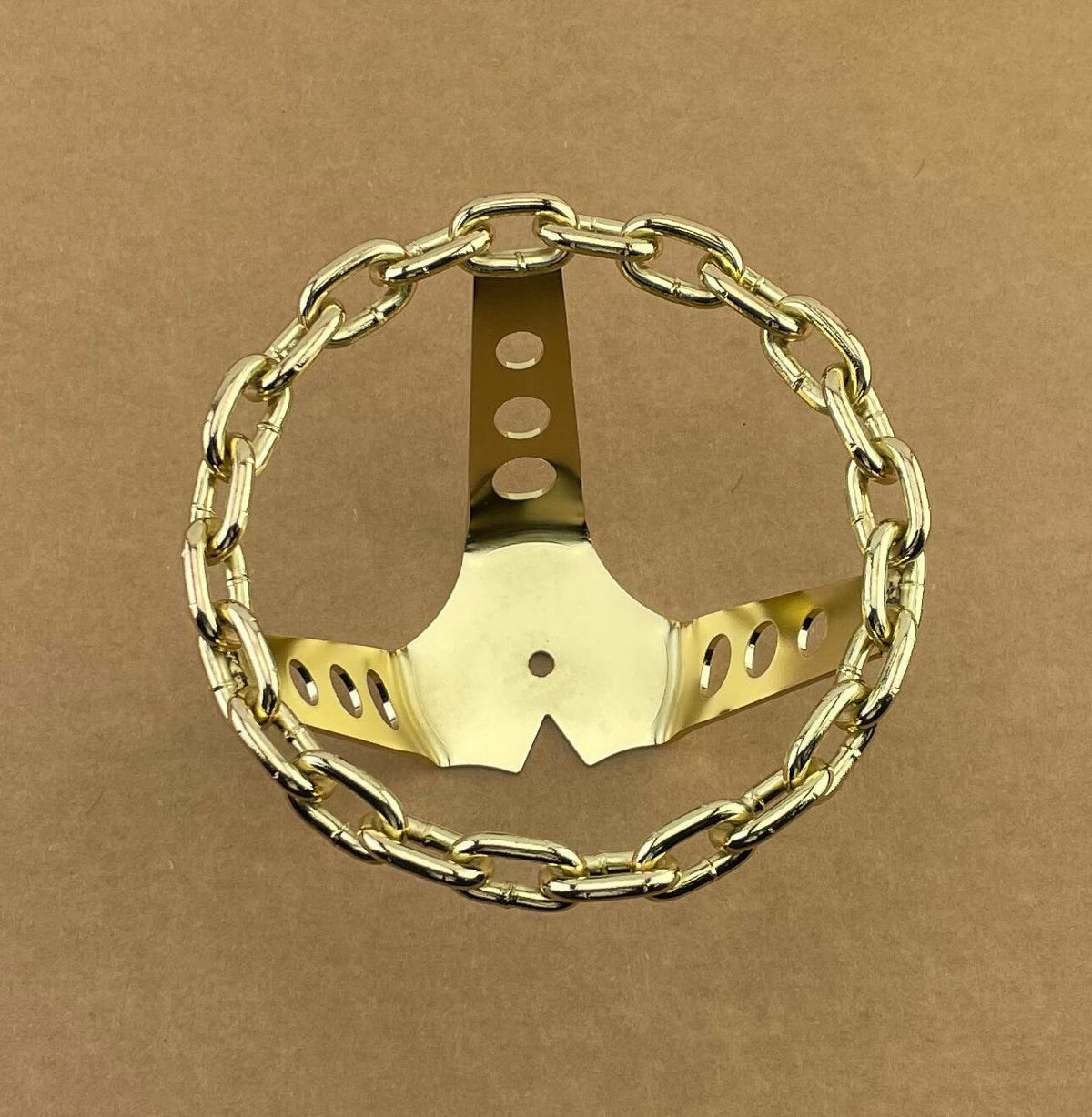 Vintage 5-Inch Steel Bicycle Lowrider Steering Wheel in Gold