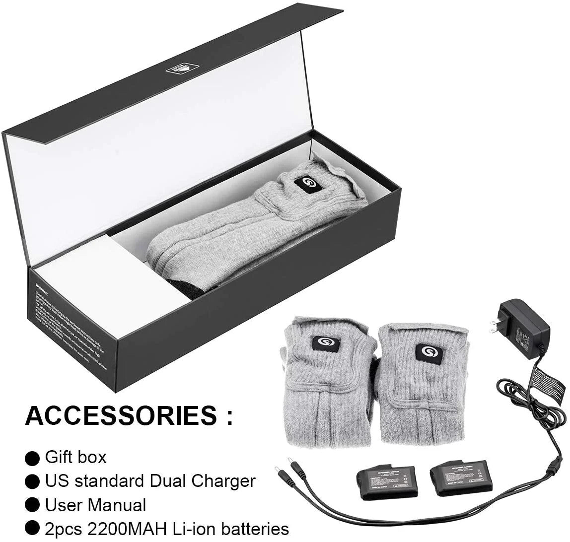 Rechargeable Heated Socks for Men Women - Thermal Electric Foot Warmer for Hiking Camping