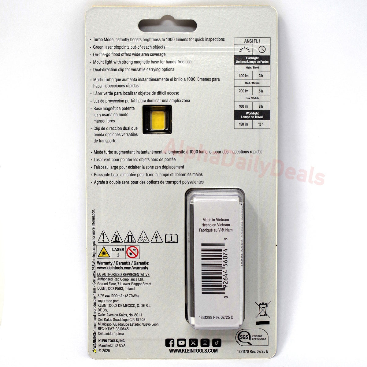 Rechargeable Pocket LED Flashlight with Green Laser - Klein Tools 56074