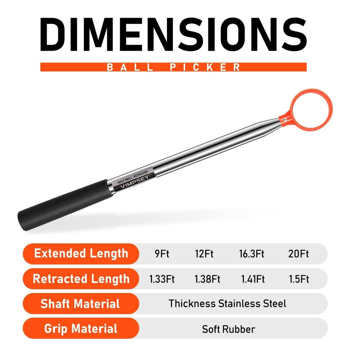 9Ft Telescopic Golf Ball Retriever for Water - Lightweight & Durable