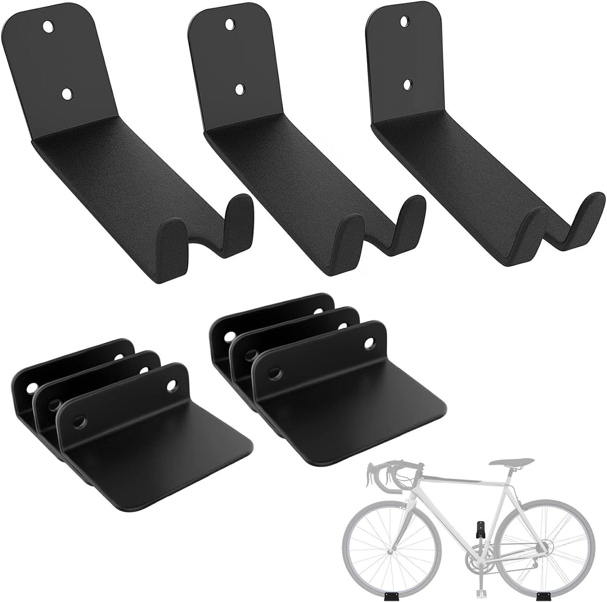 Heavy Duty Bike Pedal Wall Mount Hanger Set - Garage Bike Storage Rack