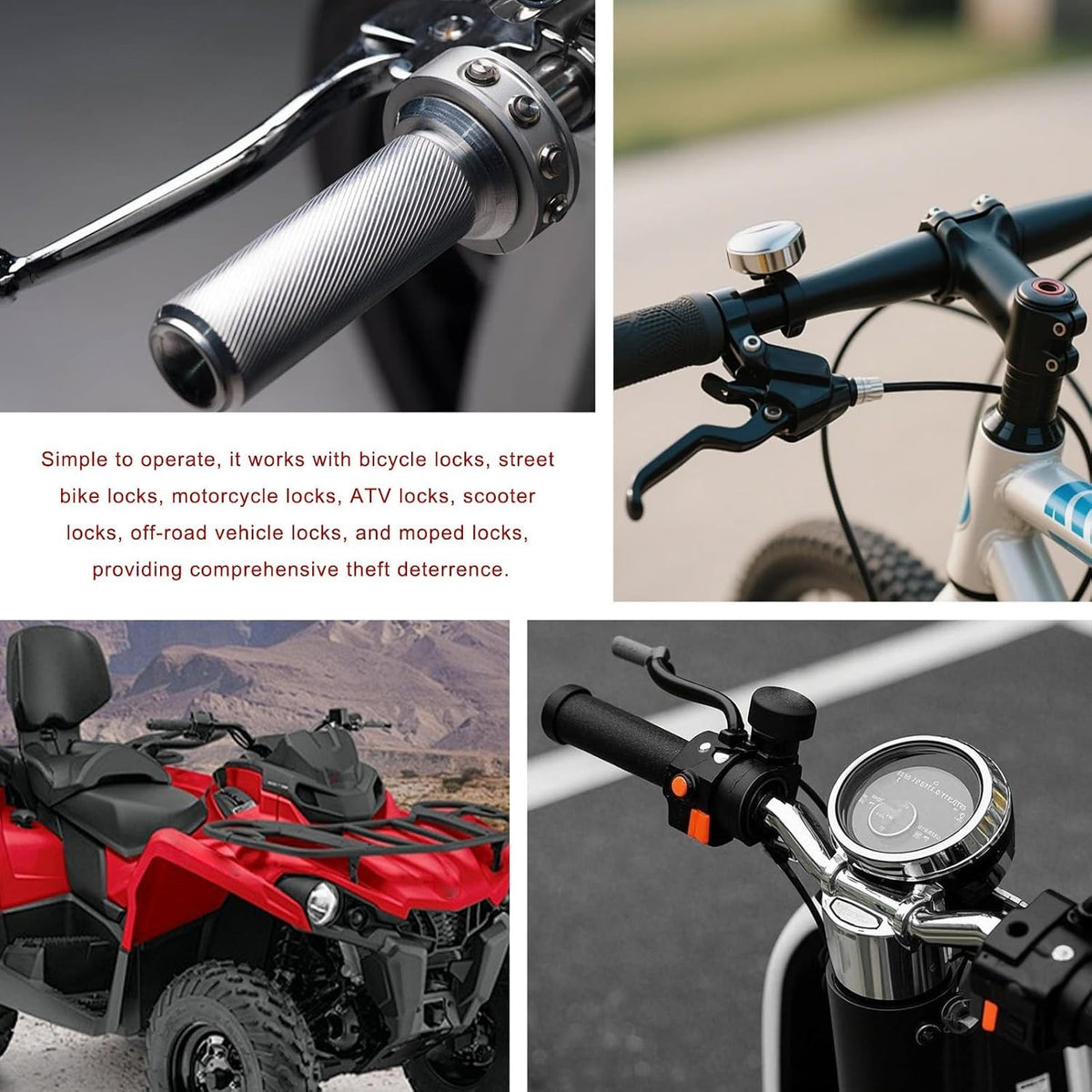 Motorcycle Handlebar & Brake Lock Anti-Theft Security Lock with Keys