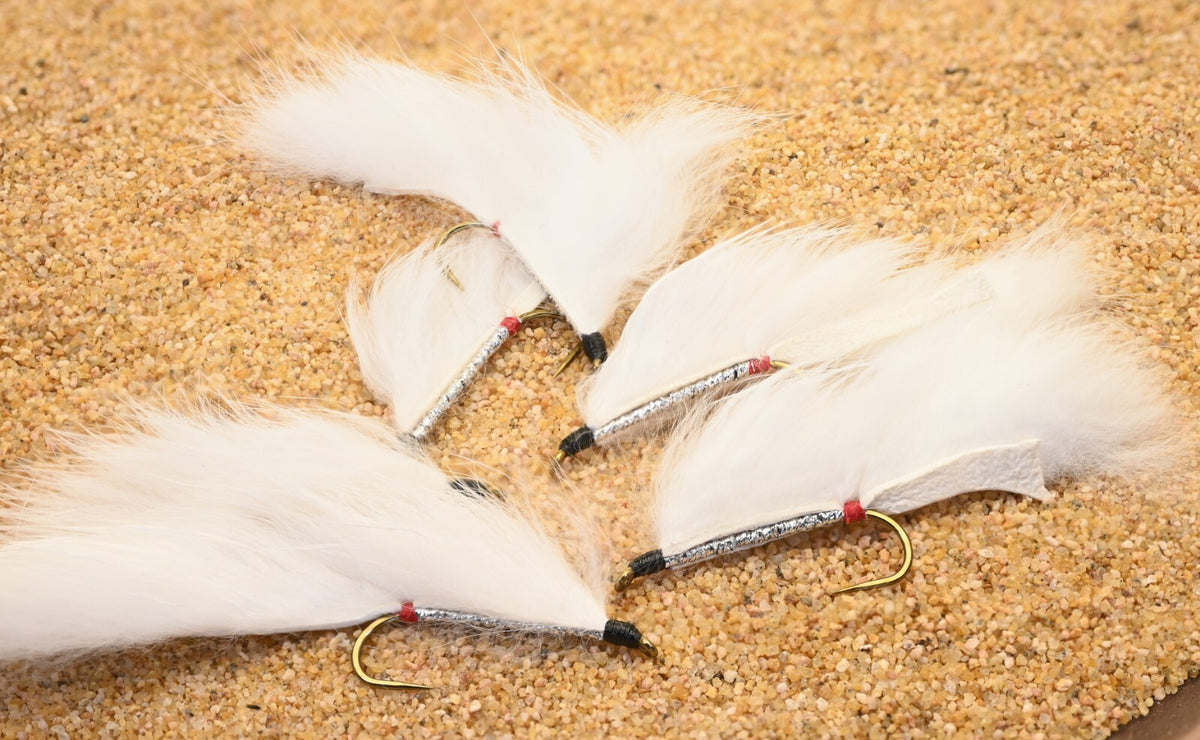 White Zonker Streamer Flies Assorted Sizes - Fish Tackle with Mustad Signature Hooks