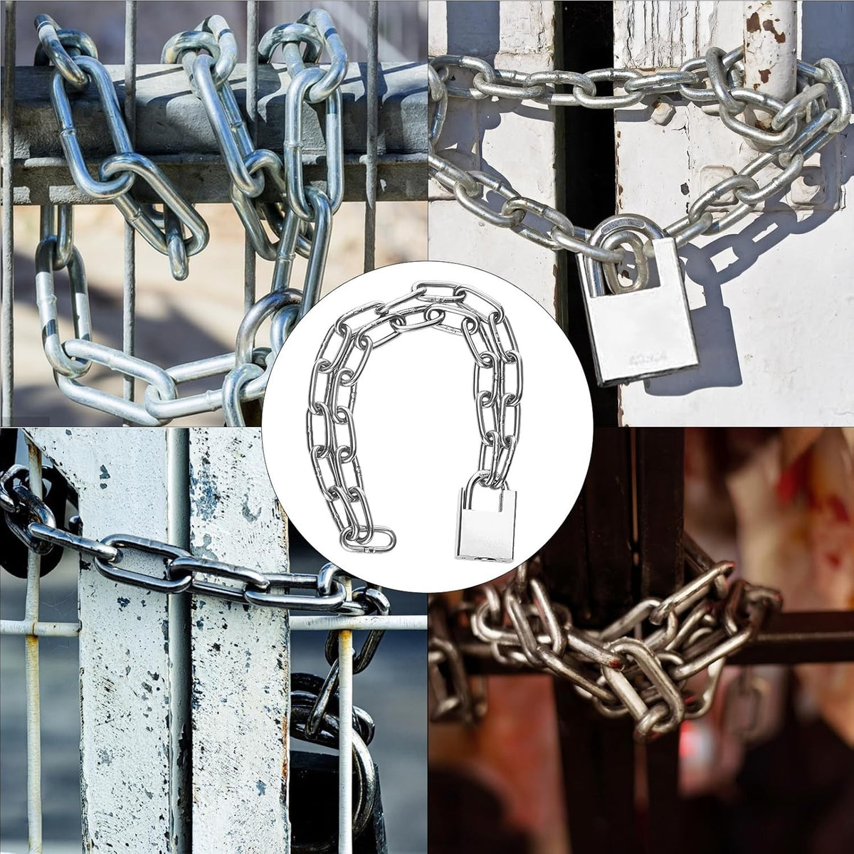 40-Inch Heavy Duty Stainless Steel Bicycle & Motorcycle Chain Lock with Padlock & Keys