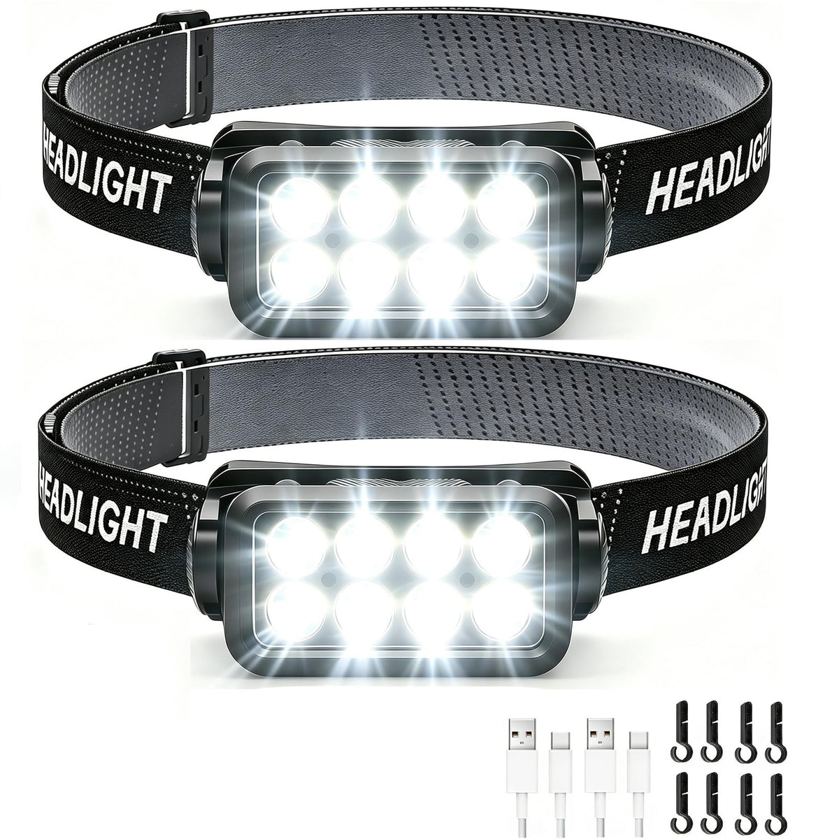 Rechargeable Motion Sensor Headlamp with 5 Lighting Modes, USB-C Head Torch