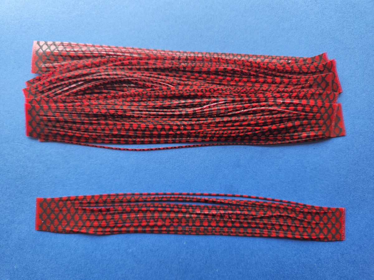 Silicone Fish Scale Skirt Tabs for Spinnerbaits and Jigs - Red T255, 6-Inch, Pack of 10