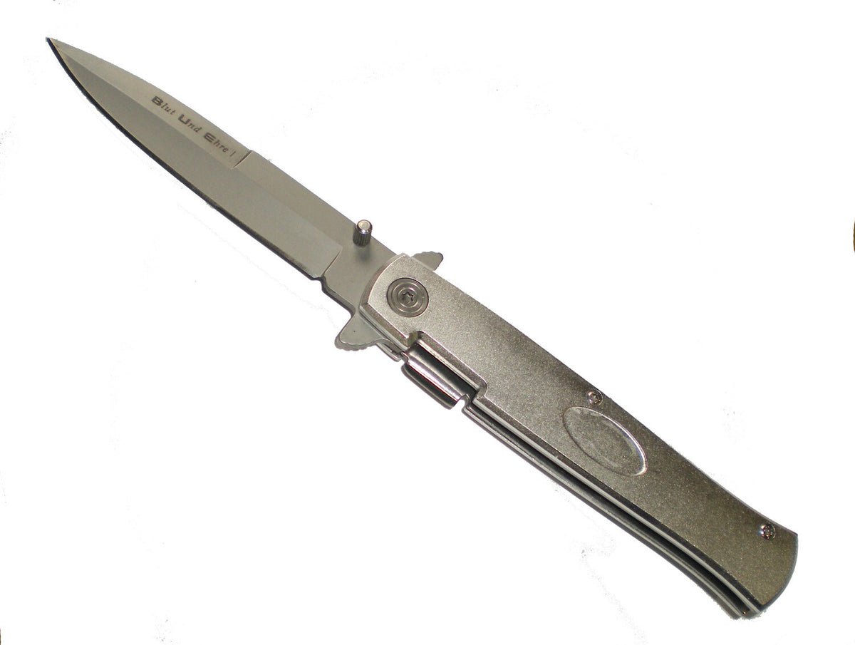 12 Pack 9-Inch Silver Blood & Honor Pocket Knife Spring Assisted