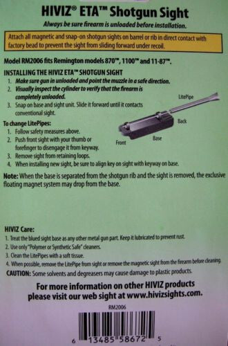 Remington Shotgun Front Sight with Fiber Optic Pipes for 870 1100 11-87