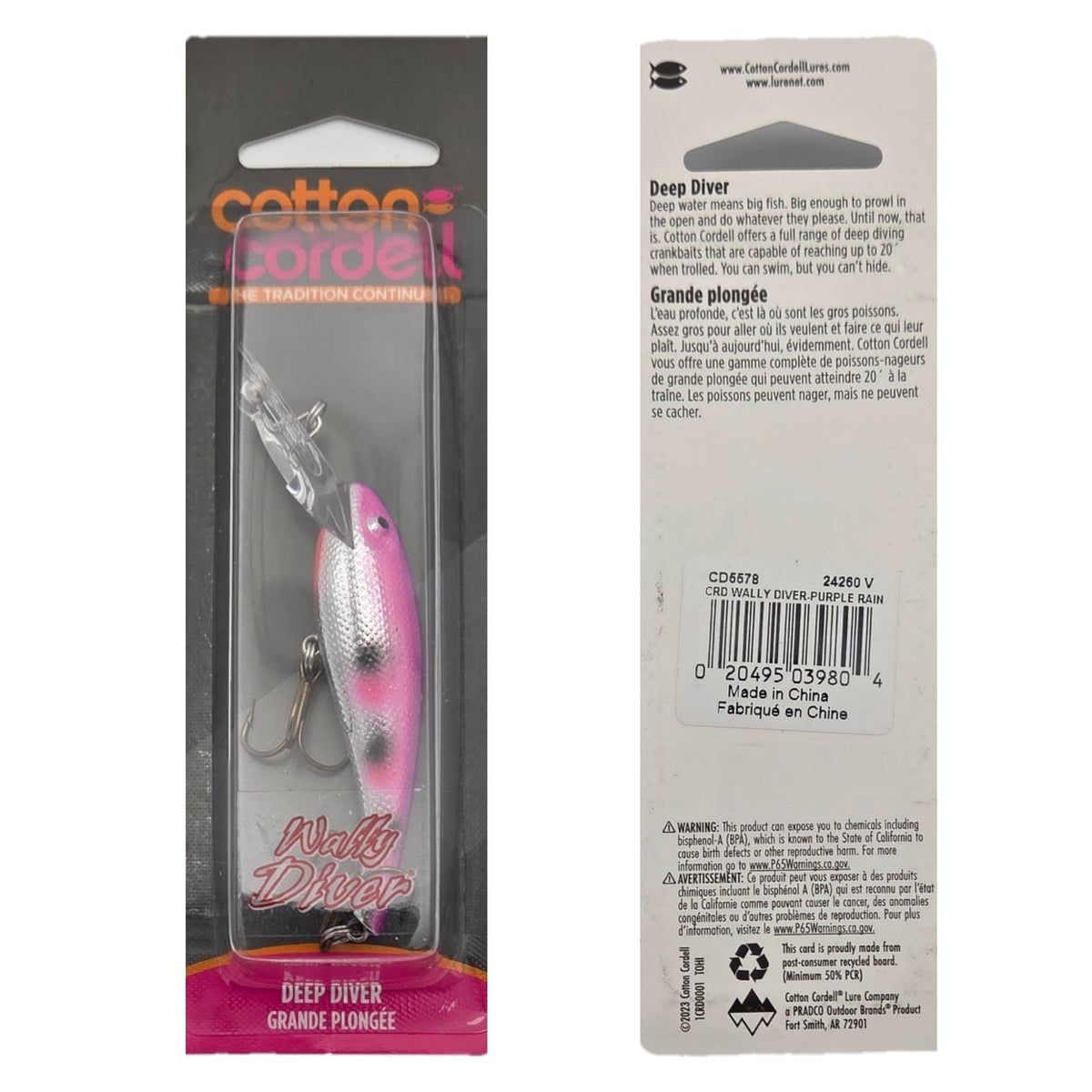 Cotton Cordell Wally Diver CD5578 Purple Rain Deep Crankbait - Lot of 3