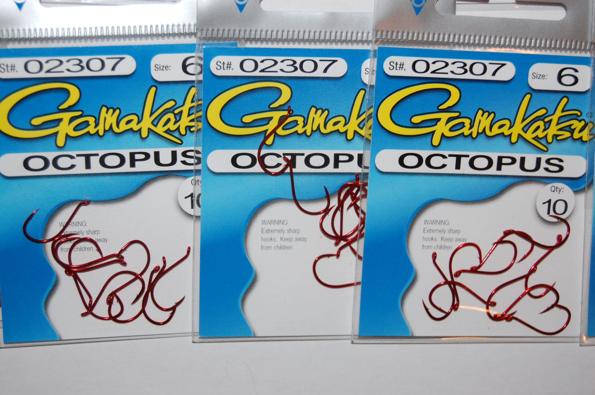 Gamakatsu Octopus Hooks Size 6 - Durable Fishing Hooks, 10 Pack