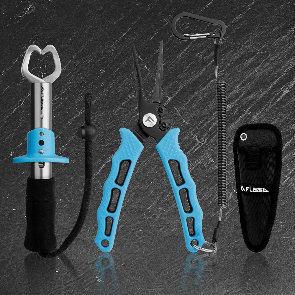 Fishing Pliers and Fish Lip Gripper Set - Stainless Steel Tackle Tools 2-Pack