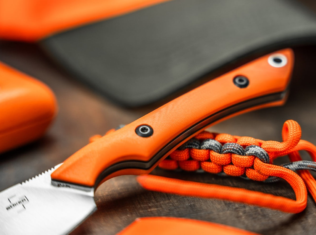 Orange Fixed Blade Hunting Knife 2.36 Inch Stainless Steel Outdoor Knife