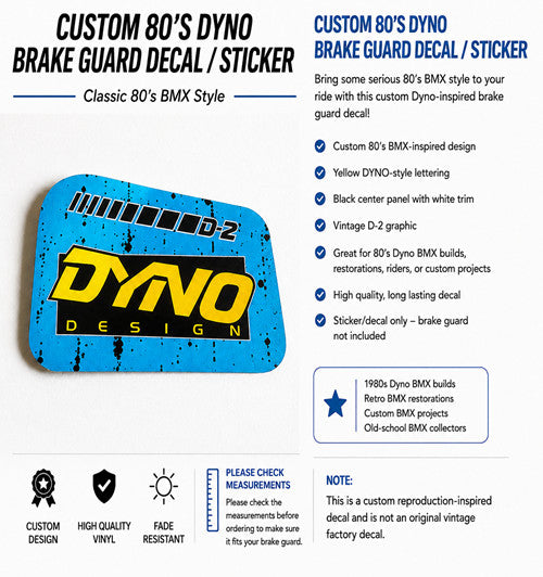 BMX Brake Guard Decal Custom Retro 80s Dyno Style Bike Sticker