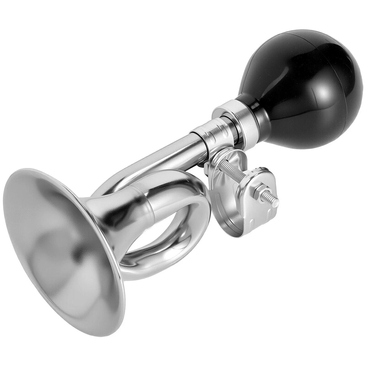 Vintage Silver Bicycle Horn with Mounting - Loud Bike Handlebar Bell