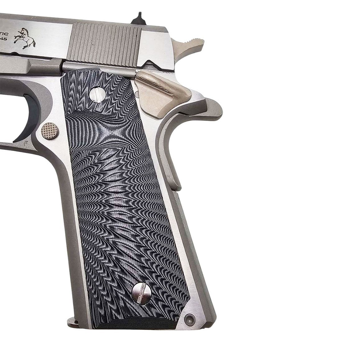 1911 G10 Full Size Black Gray Sunburst Tactical Pistol Grips - Ambidextrous