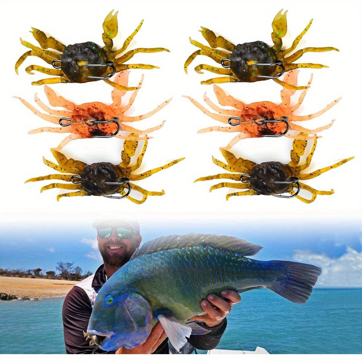 12pcs Artificial Crab Lure Soft Bait with Sharp Hooks for Fishing