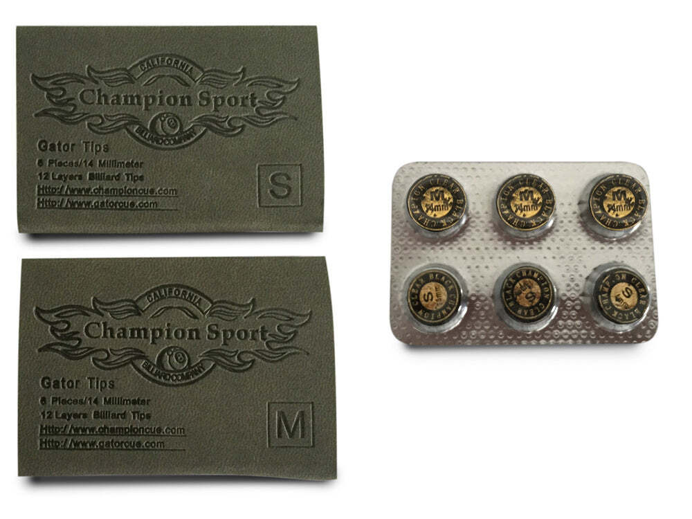 Cue Tip Set - 14mm Gator Soft/Soft-Med 6-Pack | Spin-Enhancing Leather Tips