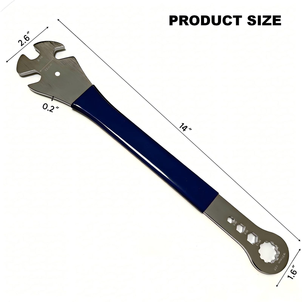 Bike Pedal Wrench 15mm & 9/16 Inch - Extended Non-Slip Handle, Universal Bike Tool