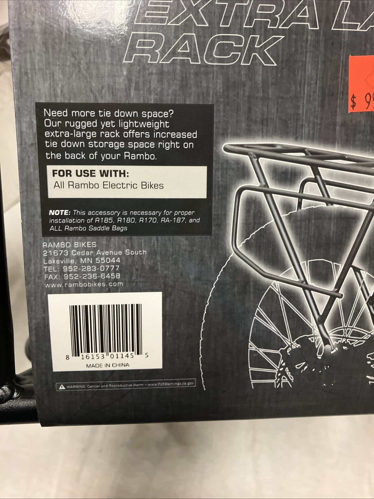 Rambo XL Rear Bicycle Luggage Rack for Gen 1 & 2 Bikes