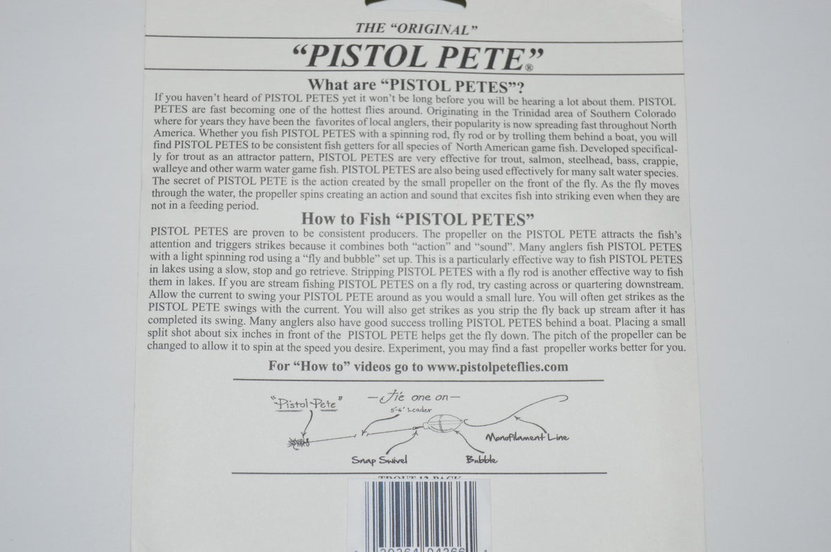Fly Fishing Flies Assortment Pack - Trout Pistol Pete #6 & #10 Propeller