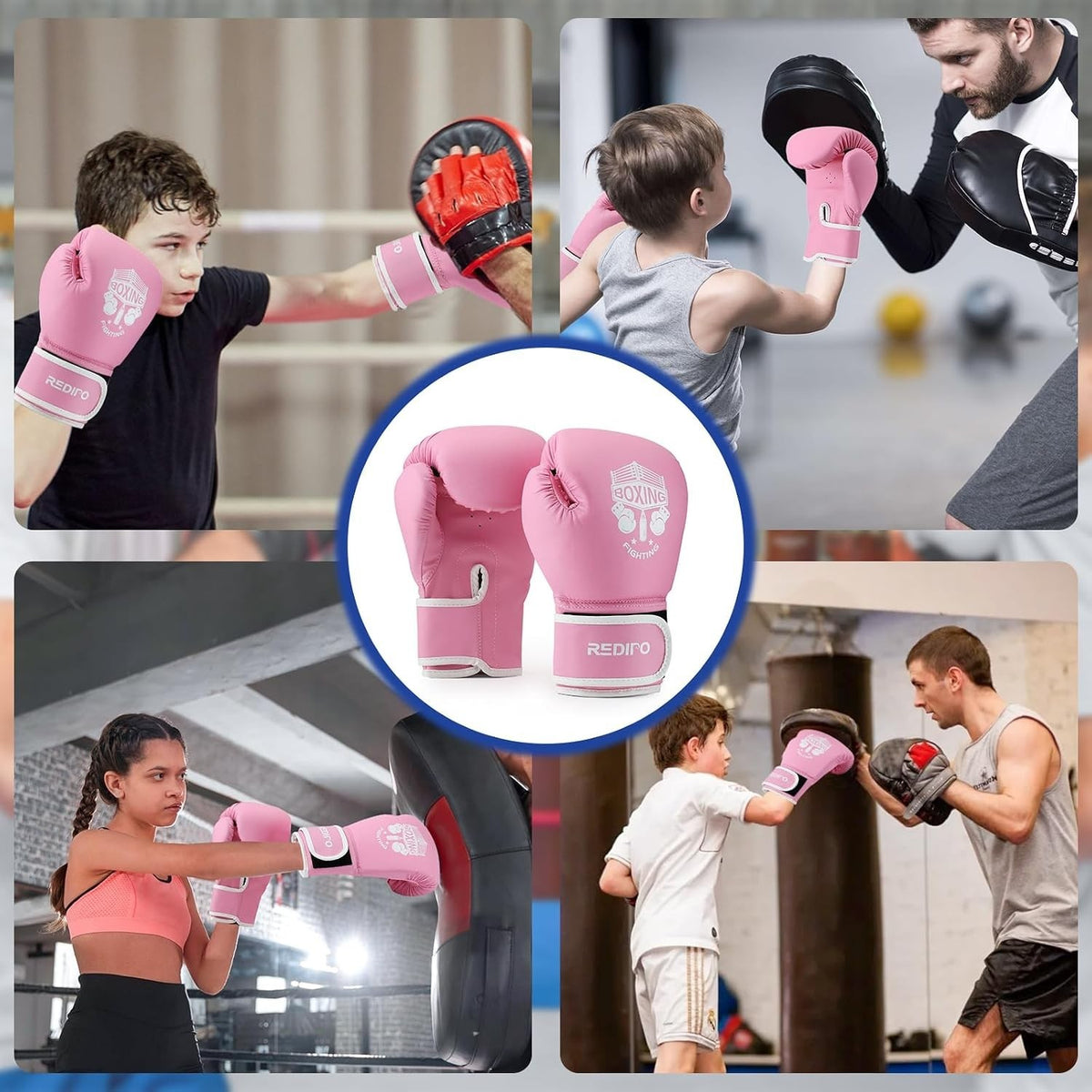 Kids Boxing Gloves 6oz with Adjustable Closure for Ages 3-9