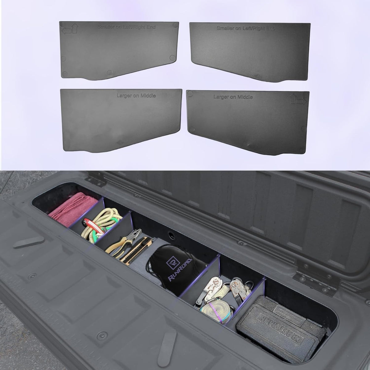 Tailgate Storage Dividers for Chevy Colorado & GMC Canyon 2023-2026 - ABS Organizer Inserts