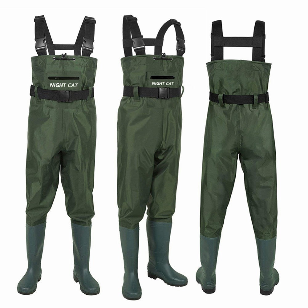 Waterproof Nylon Chest Waders for Fishing and Hunting with Cleated Sole