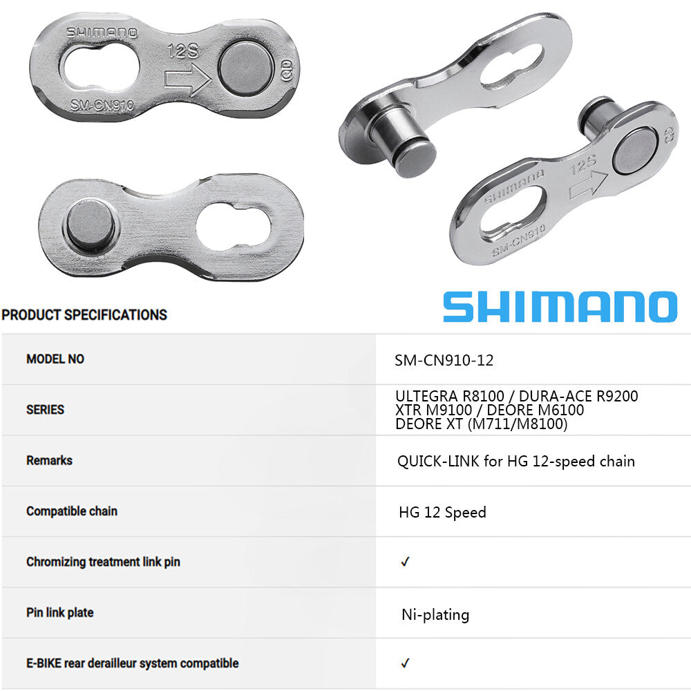 12-Speed Bicycle Chain Quick Link for MTB & Road Bikes - Shimano SM-CN910