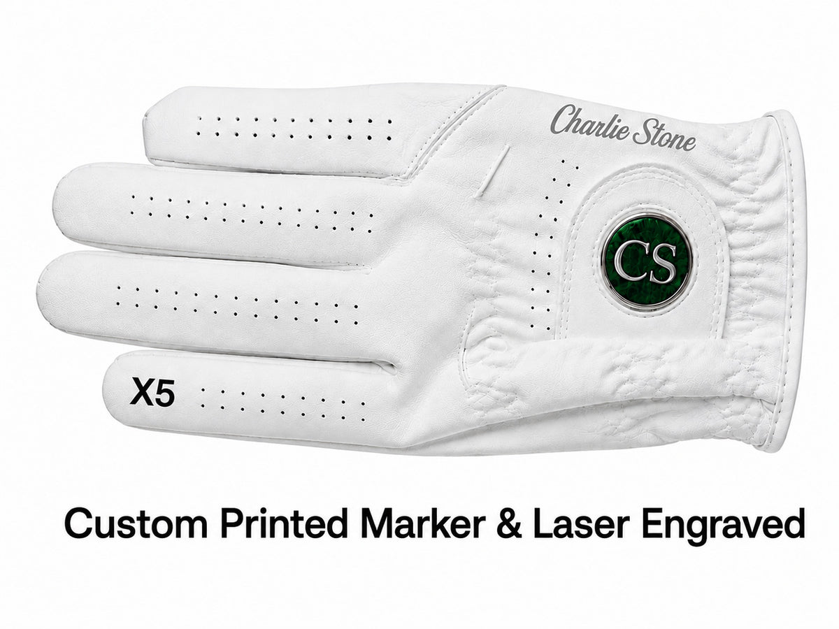 Personalized 5 Pack Golf Gloves with Custom Ball Markers - Cabretta Leather