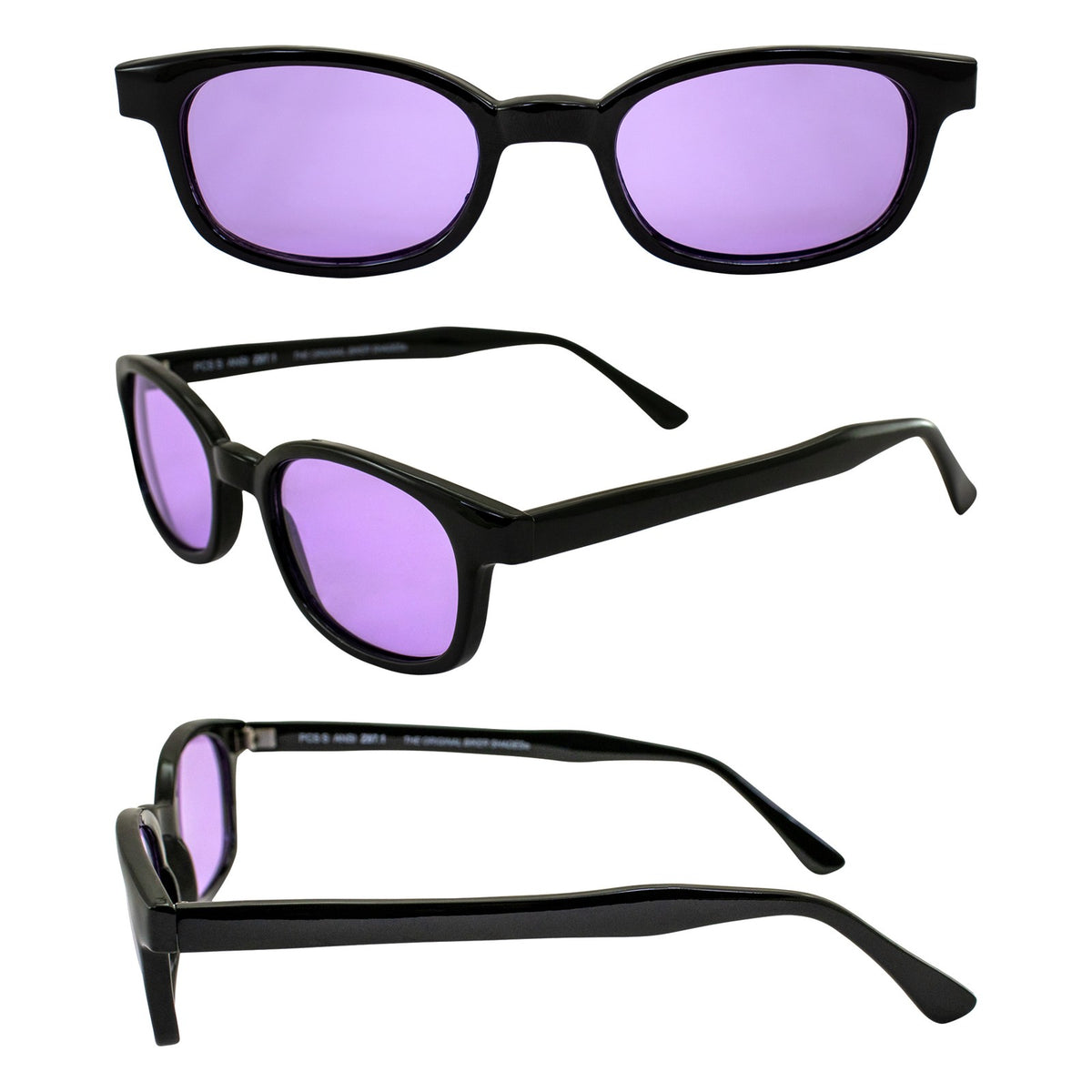 Purple Motorcycle Sunglasses with Pouch - Larger Fit for Bikers
