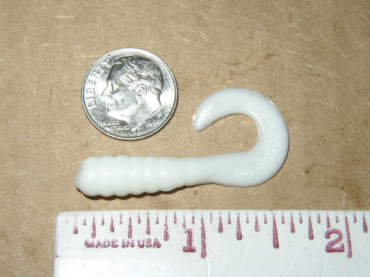 Crapie & Panfish Curl Tail Grubs 1-1/2 Inch White Lures - Pack of 100 Bodies