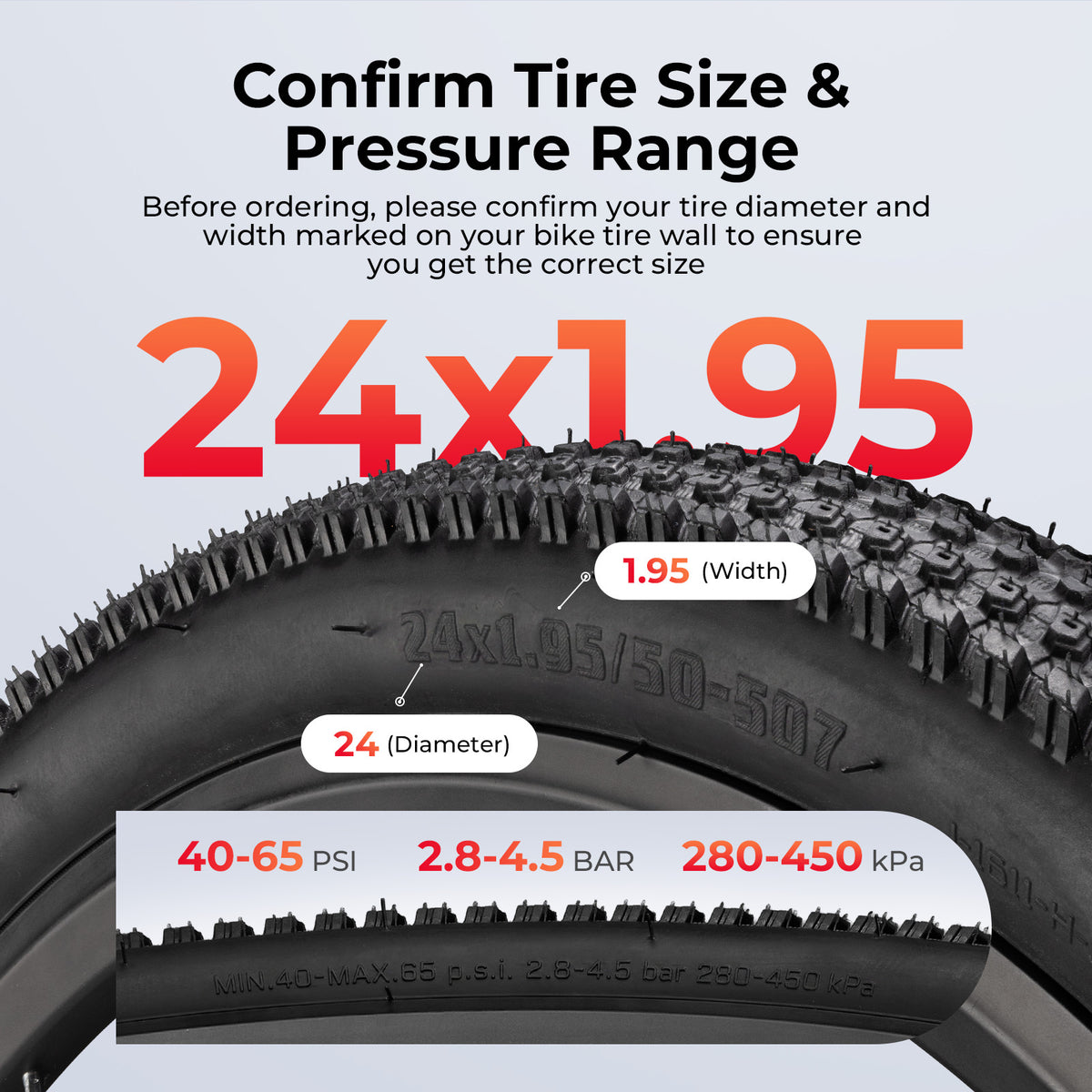 24x1.95 Inch Mountain Bike Tire Tube Set with Levers – Off-Road & All-Terrain