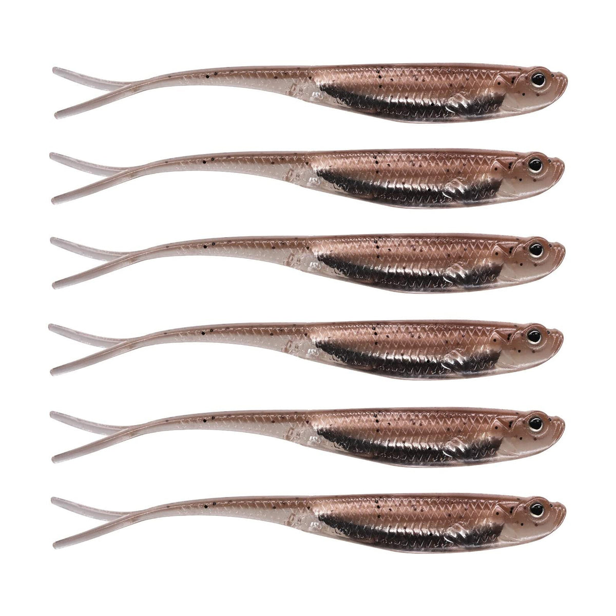 6Pcs Soft Swimbait Fishing Lures - Realistic Jerk Shad Minnow Drop Shot Baits