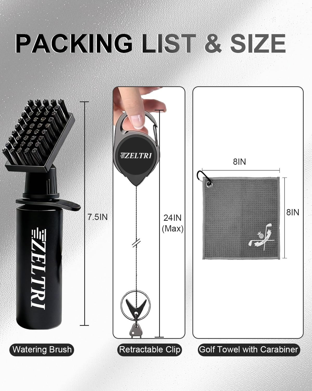 Golf Club Cleaner Brush Set with Water Bottle & Towel - Deep Cleaning Kit