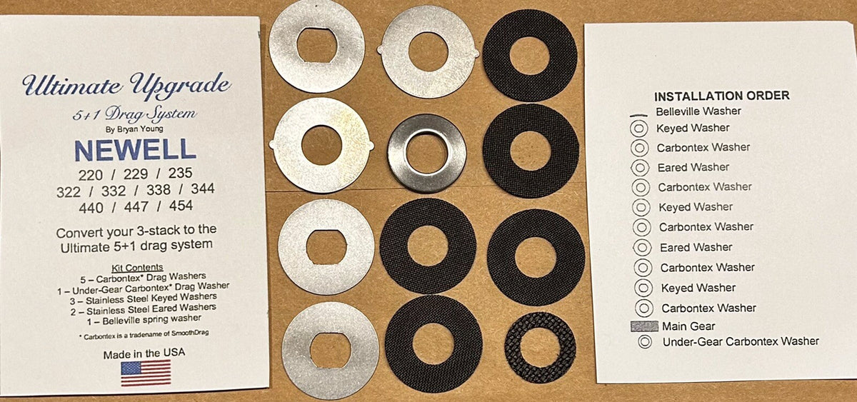 Newell Reel Drag System Upgrade Kit for 220, 229 & 235 Series - 5+1 Carbontex Washers