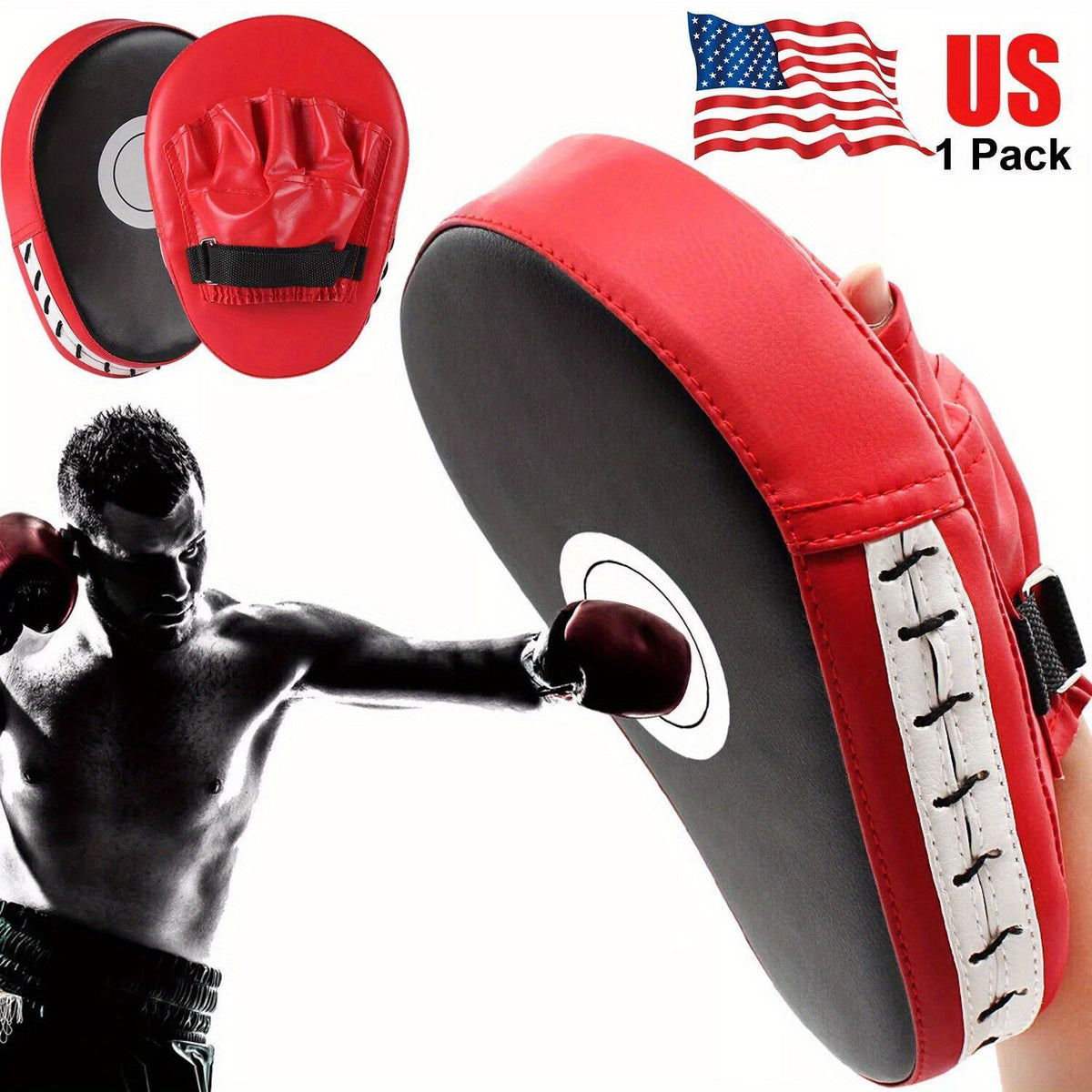 Boxing Hand Target Mitts Pad Adjustable Wrist Strap Foam Punching Trainer