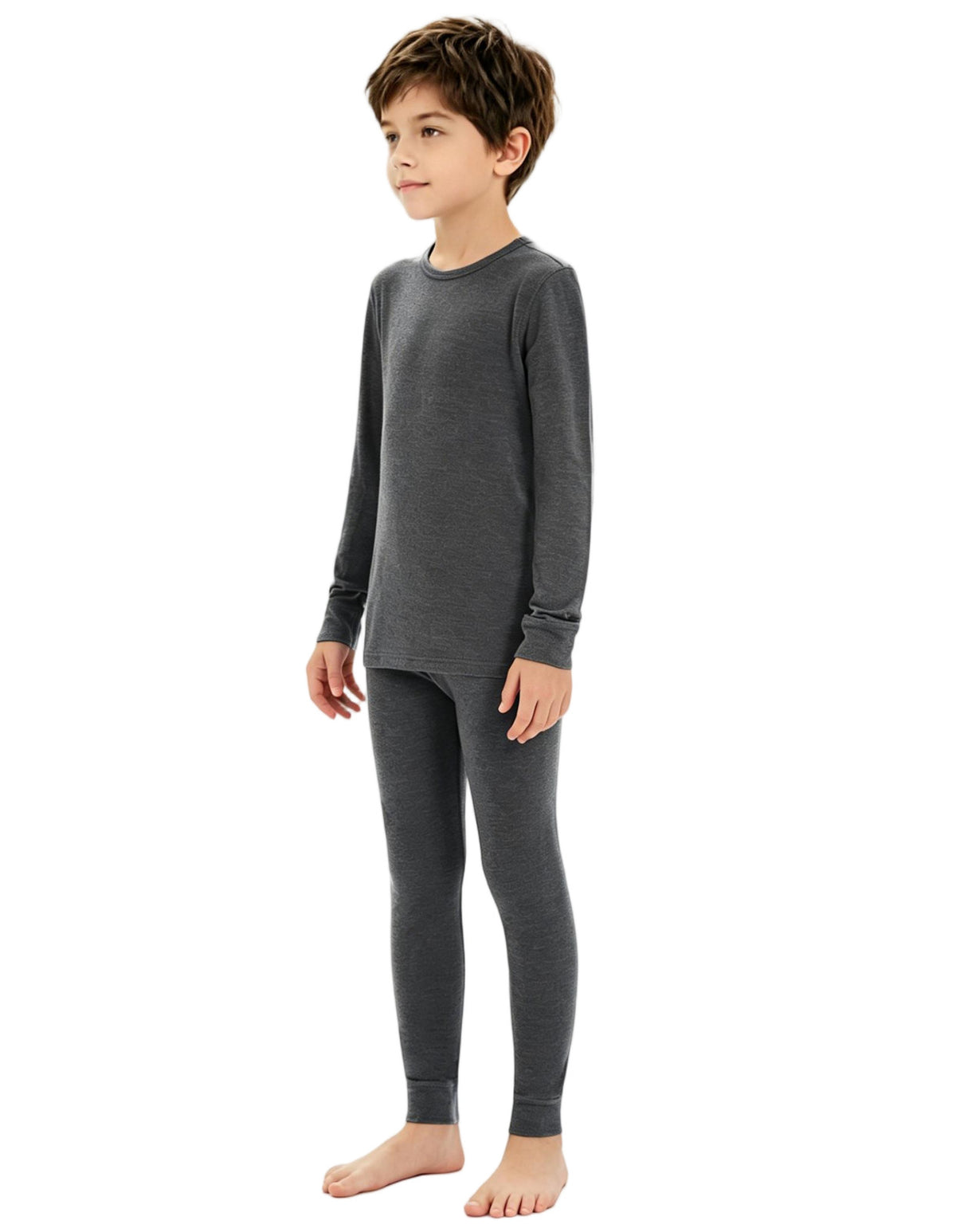 Kids Merino Wool Base Layer Set - Thermal Long Johns & Top for Boys Girls