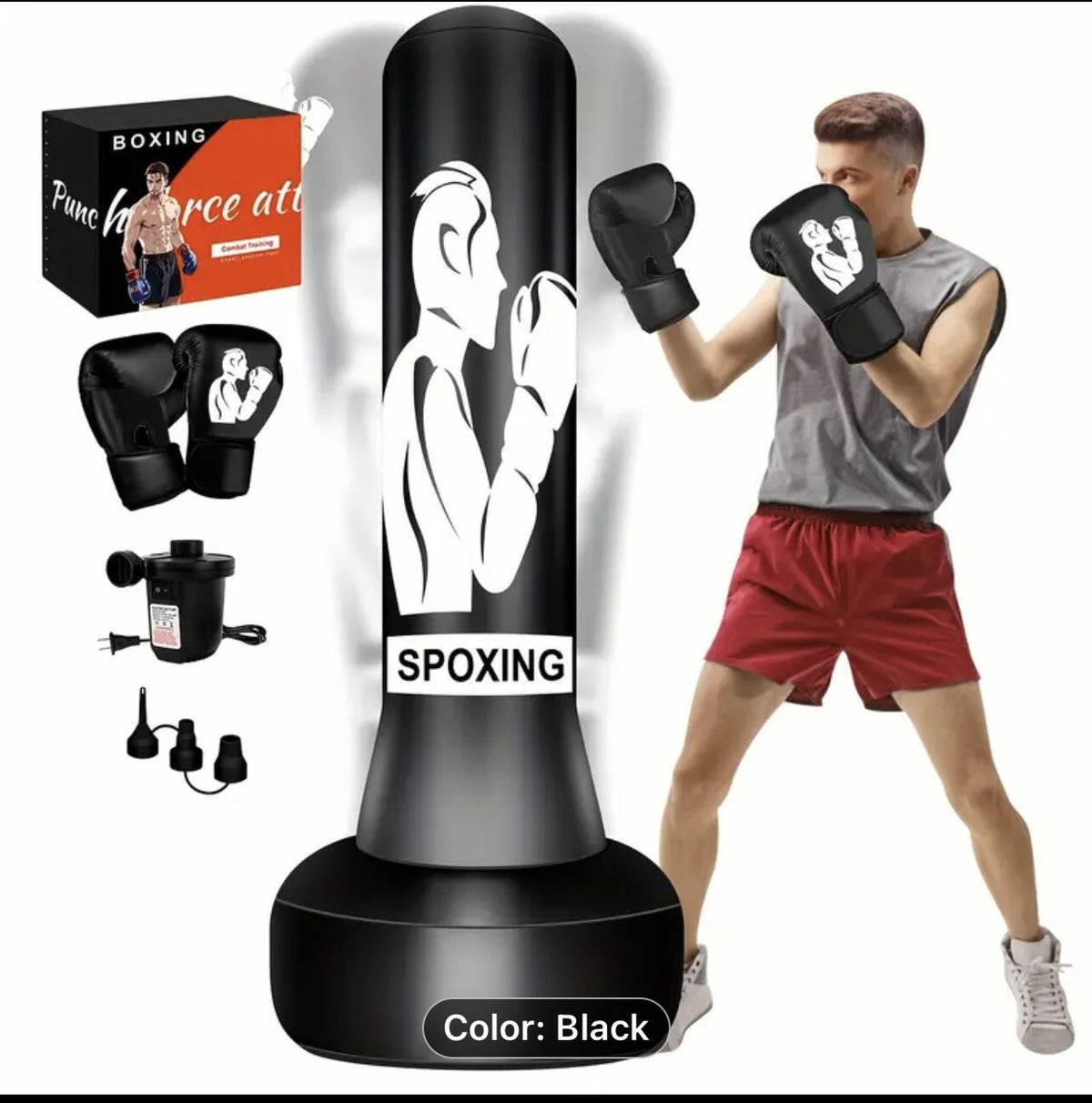 Freestanding Heavy Boxing Punching Bag with Stand and Gloves for Training