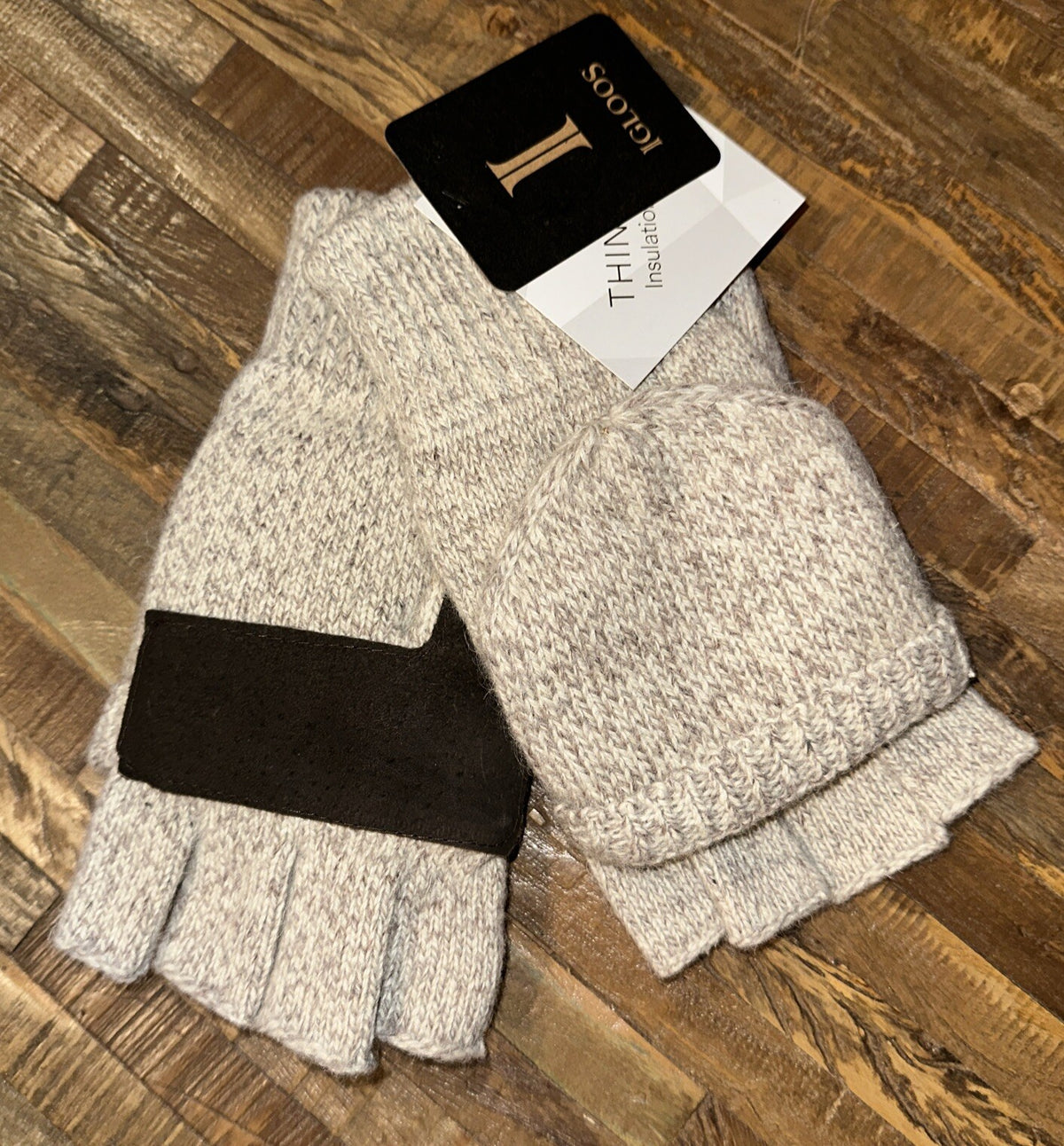 Insulated Wool Mitten with Pop-Top Conversion - Oatmeal One Size