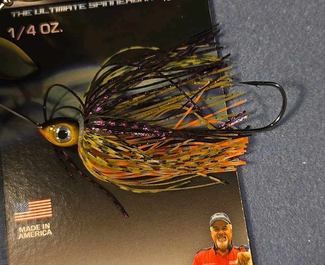2 Pack Bluegill Spinnerbaits 1/4 oz Double Willow Blades Fishing Tackle
