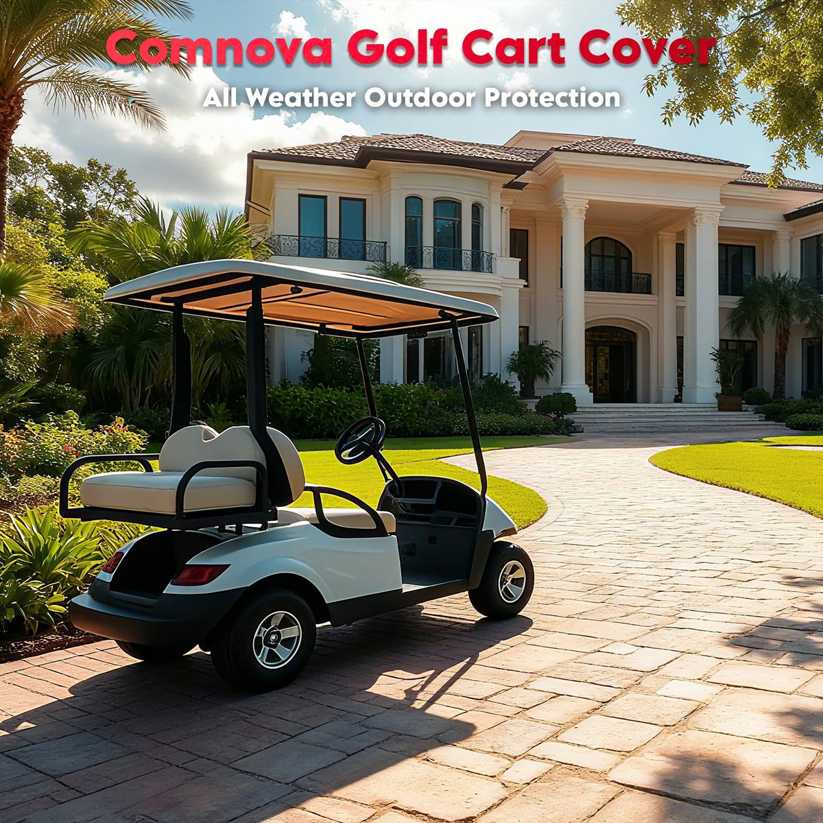 Heavy-Duty Waterproof 6 Passenger Golf Cart Cover - XXL Black