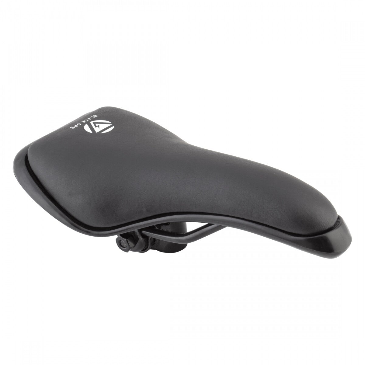 Black BMX Drop Nose Padded Bicycle Saddle with Pillar Clamp - Black