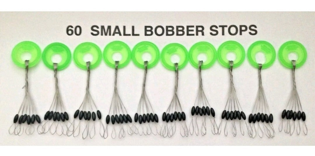 Small Fishing Bobber Stops Pack - 60 Black Rubber Rings for Freshwater & Saltwater