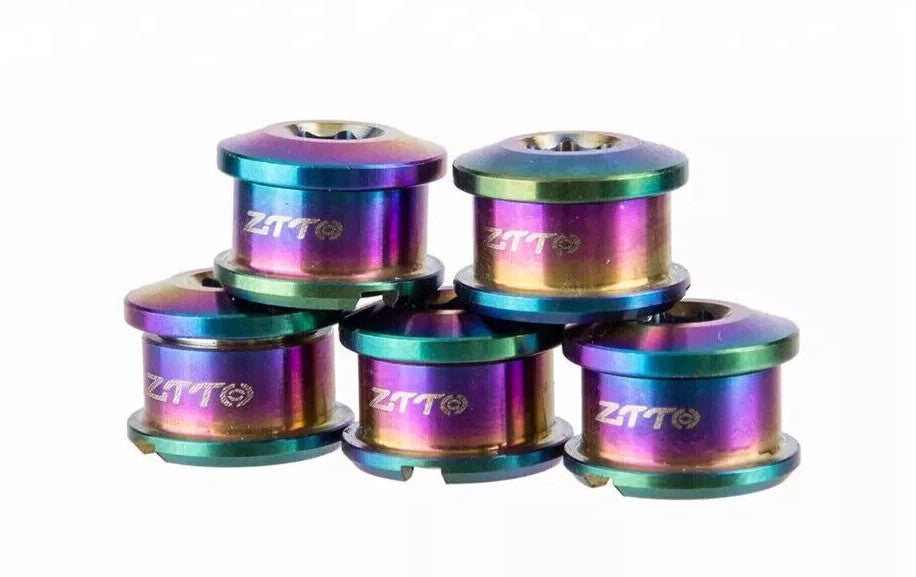 Titanium Bicycle Chainring Bolts Rainbow Oil Slick 5mm Set for Road MTB Track Cycling