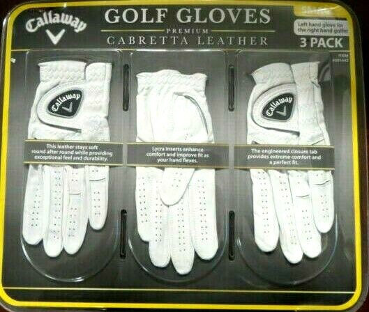 Golf Gloves 3-Pack Premium Cabretta Leather Small - New Sealed