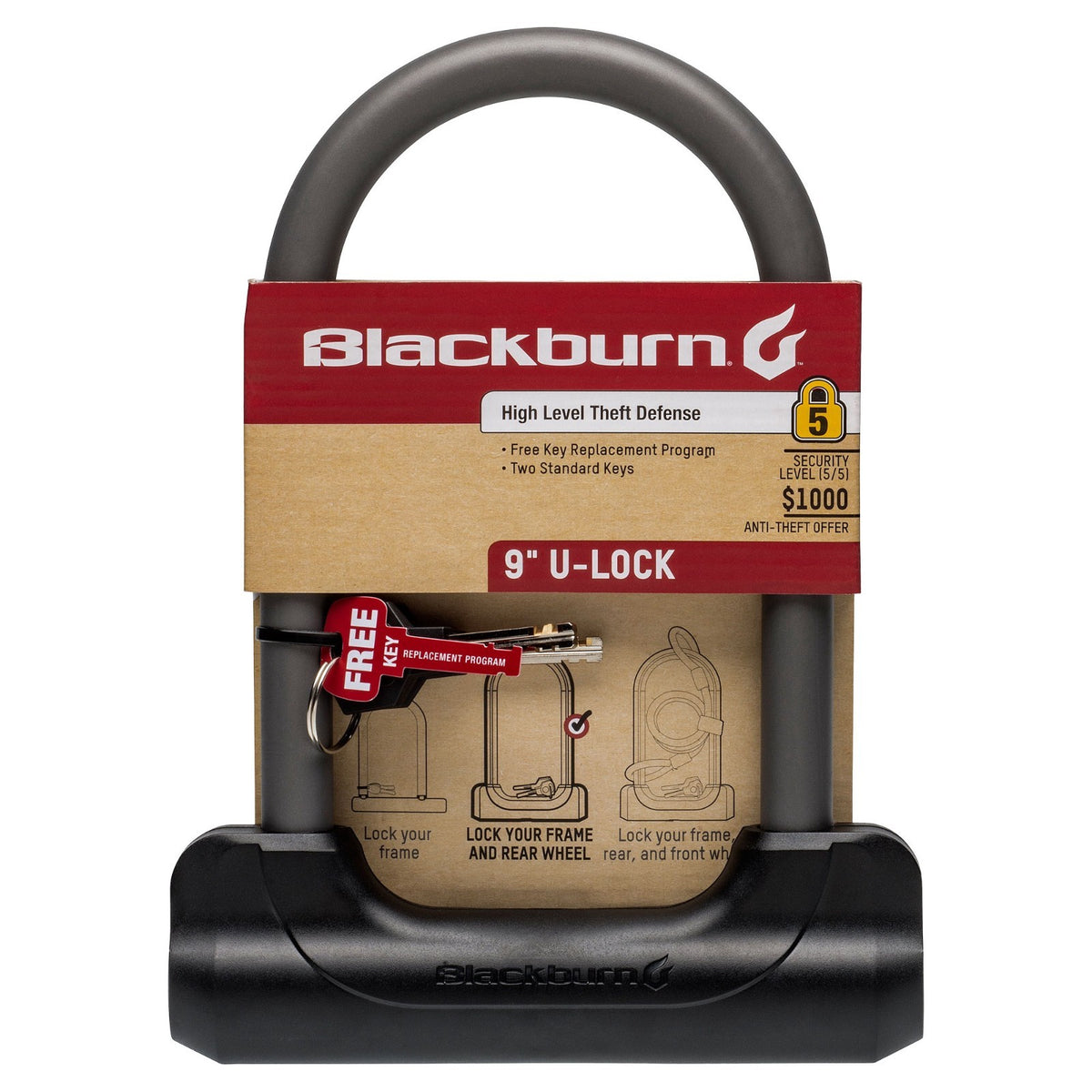 Bike U-Lock 9-Inch Heavy Duty Bicycle Lock with Keys