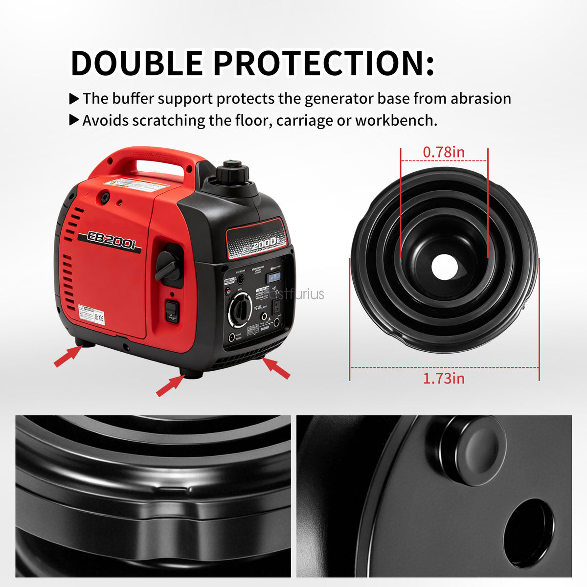 Rubber Foot Pads for Honda Generators EB2000i EU2000i - 4 Pack