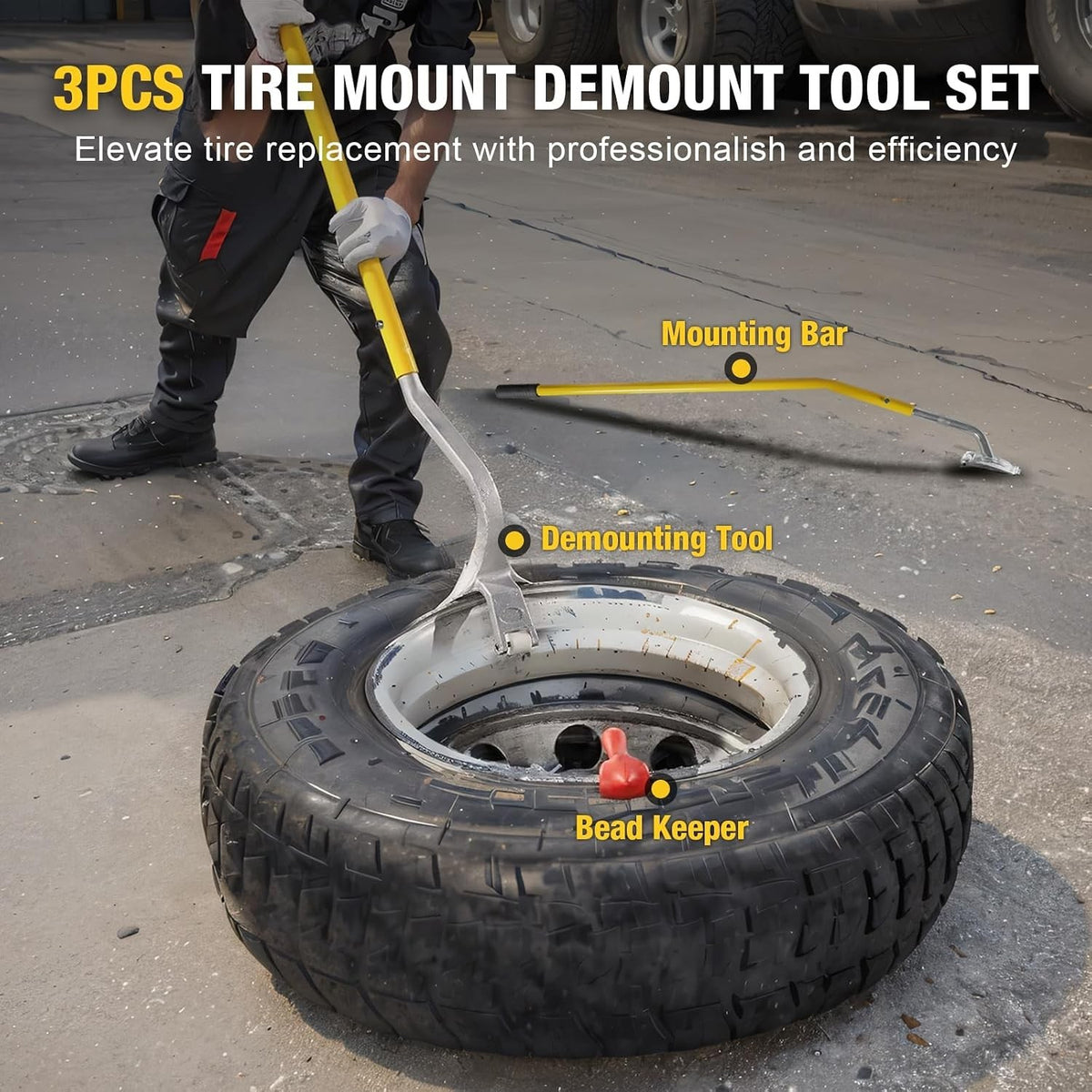 Semi Tire Changing Tool Set 17.5-24.5 Inch for Cars Trucks Buses - Durable Steel
