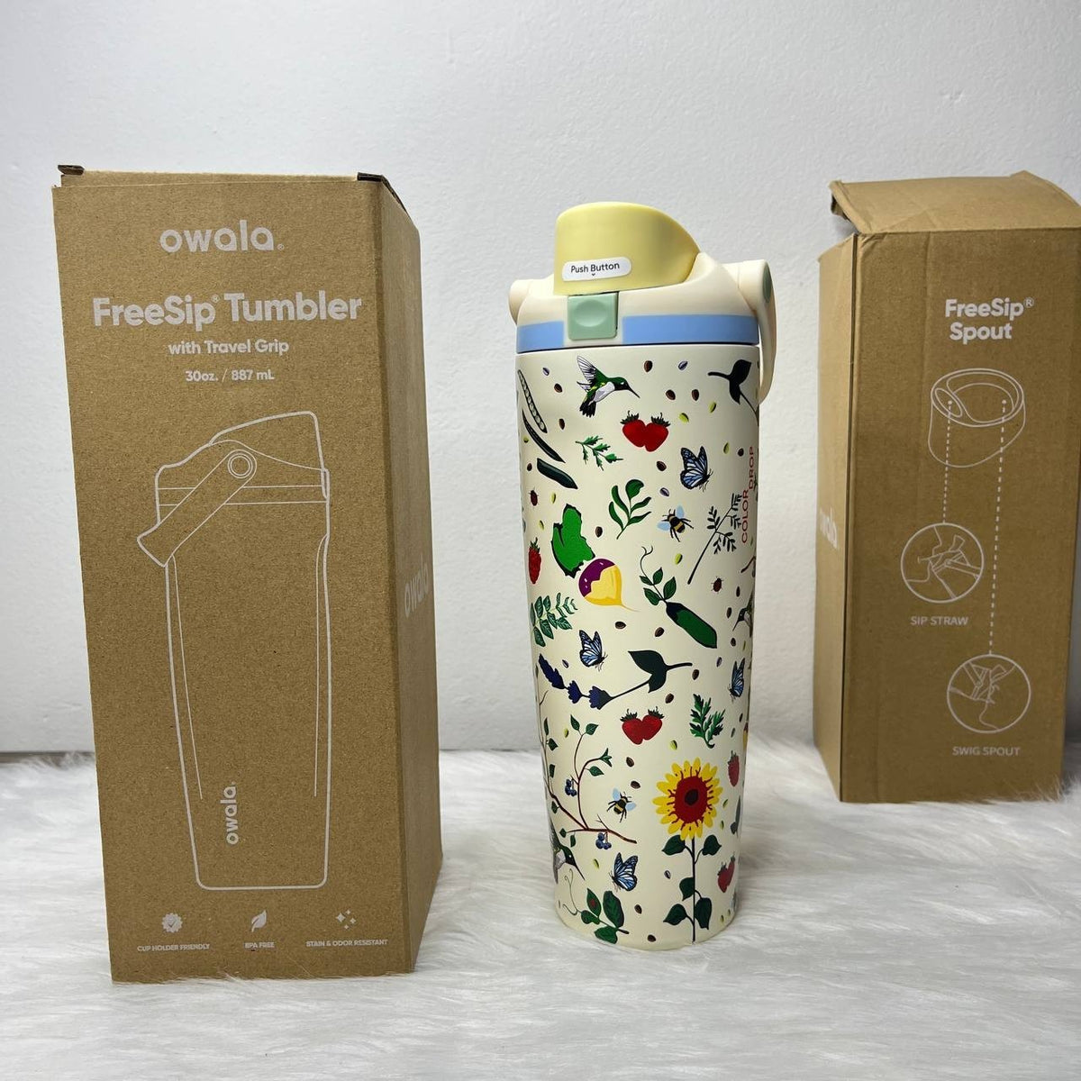 30oz Insulated Stainless Steel Water Bottle with FreeSip Lid - Floral Design