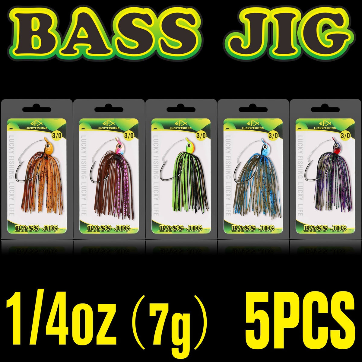 5pcs Weedless Bass Jigs 1/4oz Swim Fishing Lures for Bass Pike Walleye